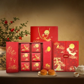 Evoucher Hộp quà trung thu Hồng Cát Minh Nguyệt 2026 phiên bản hộp xếp 2 cánh cửa cao cấp - Combo 6 bánh