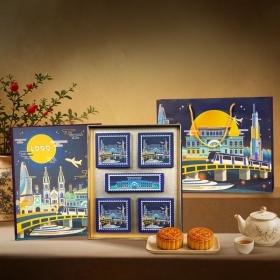 Evoucher - Hộp quà trung thu Moonrise City 2026 phiên bản nam châm cao cấp - Combo 4 bánh và trà